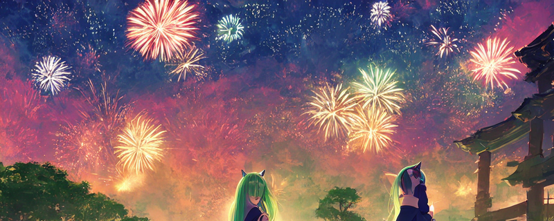hero image catgirl-fireworks