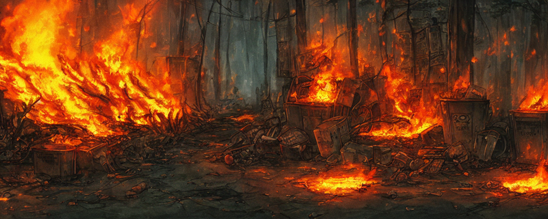 образ героя киберпанк-лесной пожар