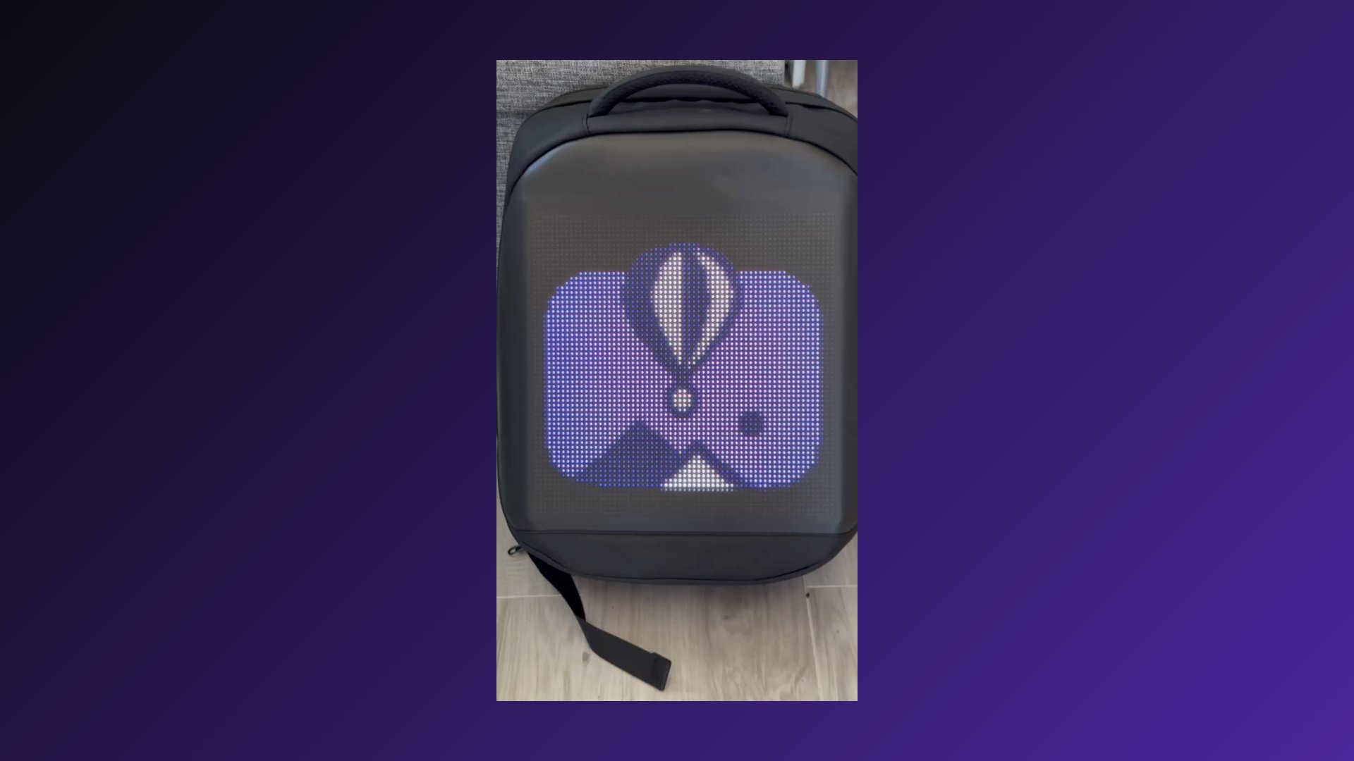 A backpack with a fly.io logo on it.