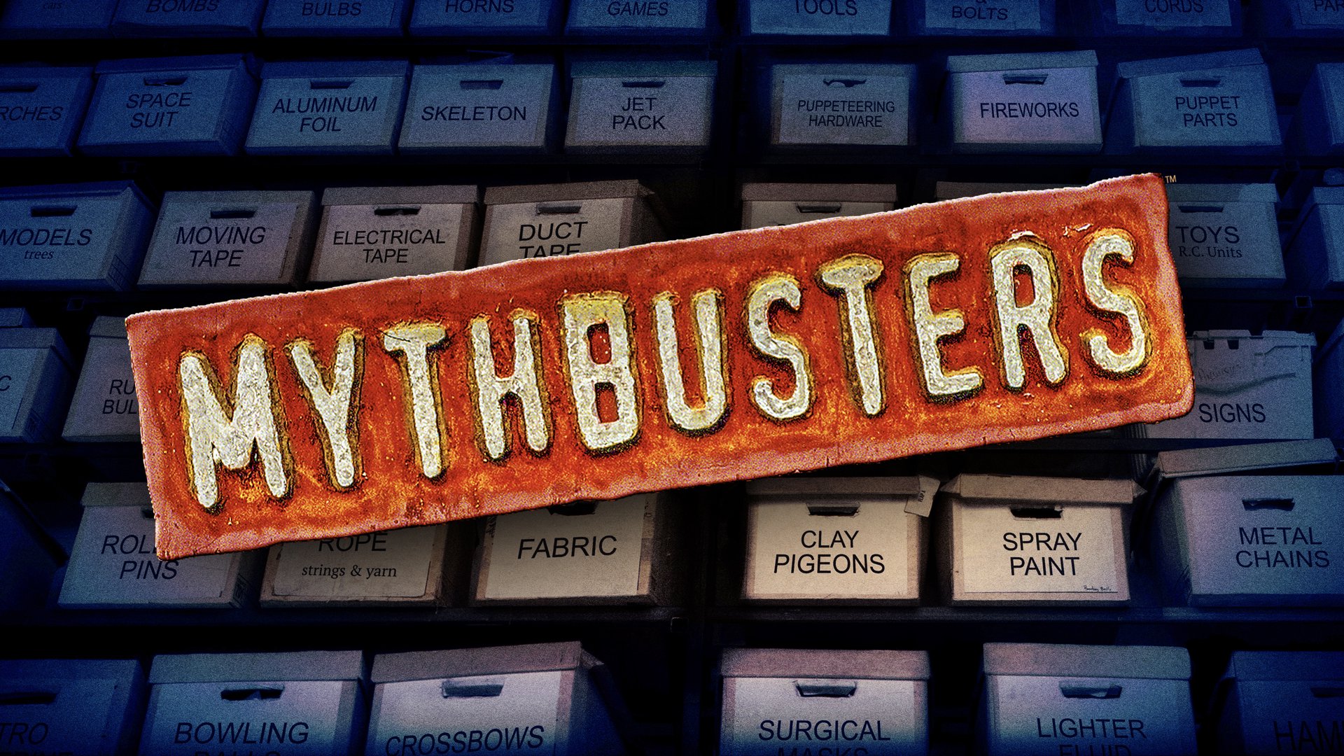 The logo for the TV show 'Mythbusters'.