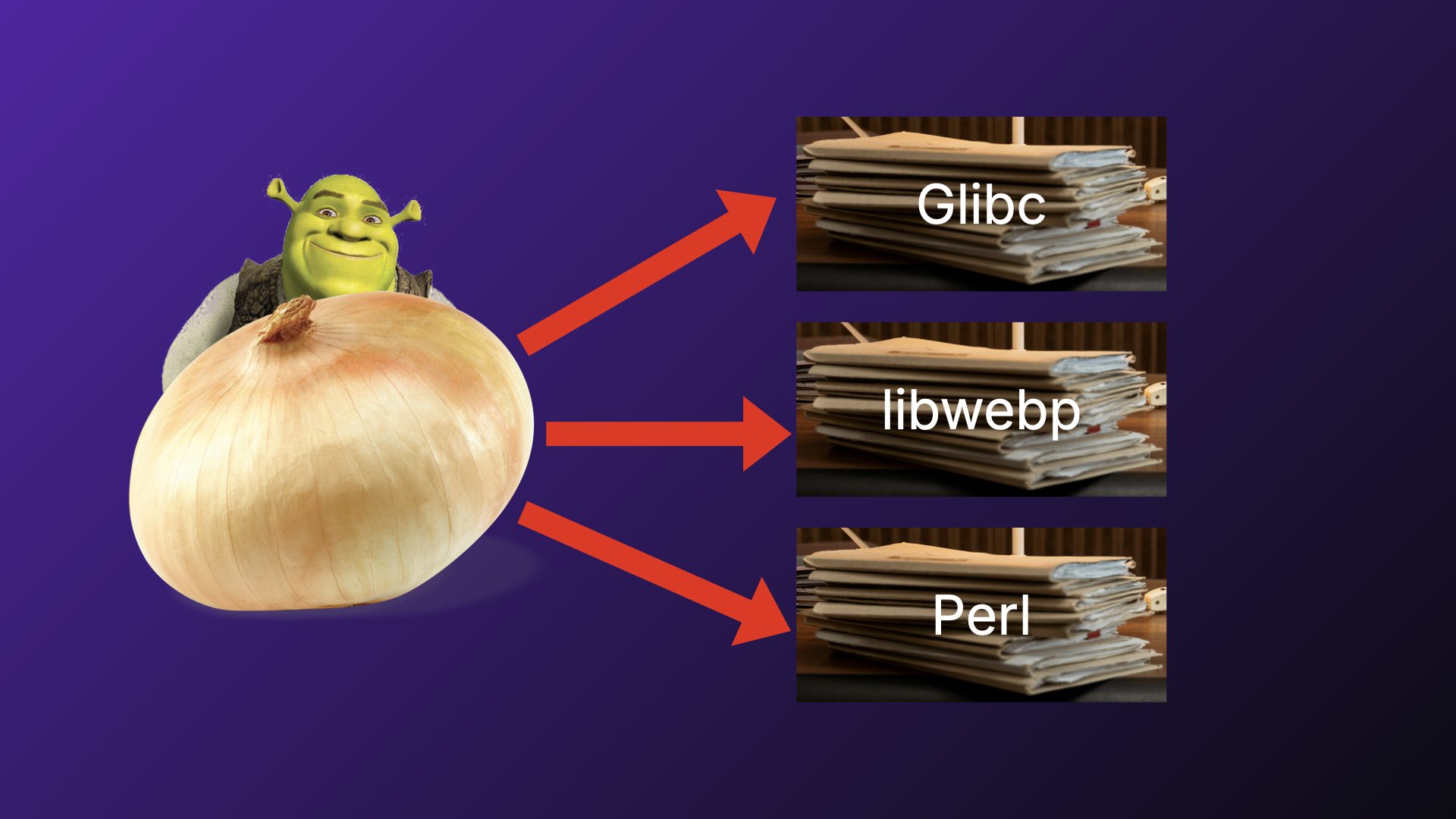 An onion pointing to a bunch of folders with Nix packages in its layers.