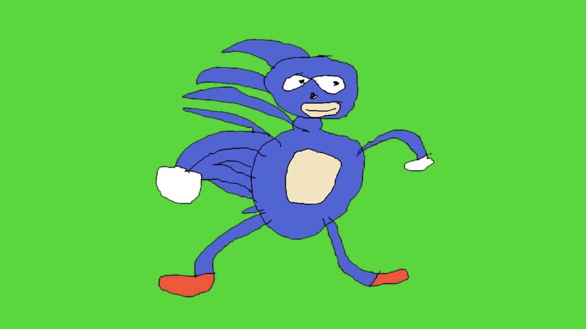 A perfectly normal drawing of Sonic the Hedgehog.